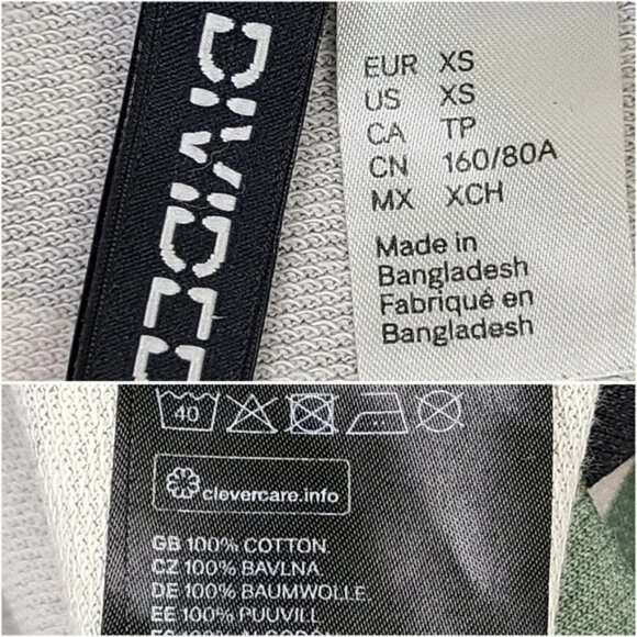 H&M Green Black and Cream Camo Printed Cropped Sweatshirt XS - Picture 13 of 16